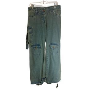 Loraine Holmes Jeans Cargo Belted Embellishments Buckles Very High End Designer